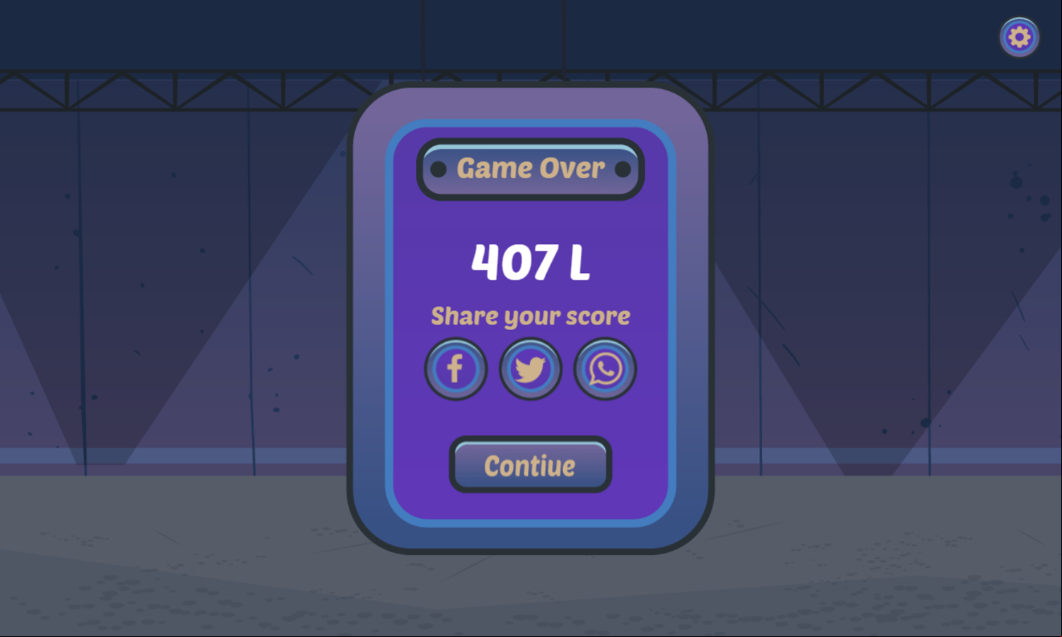 Run Brewery Game Over Screen Screenshot.