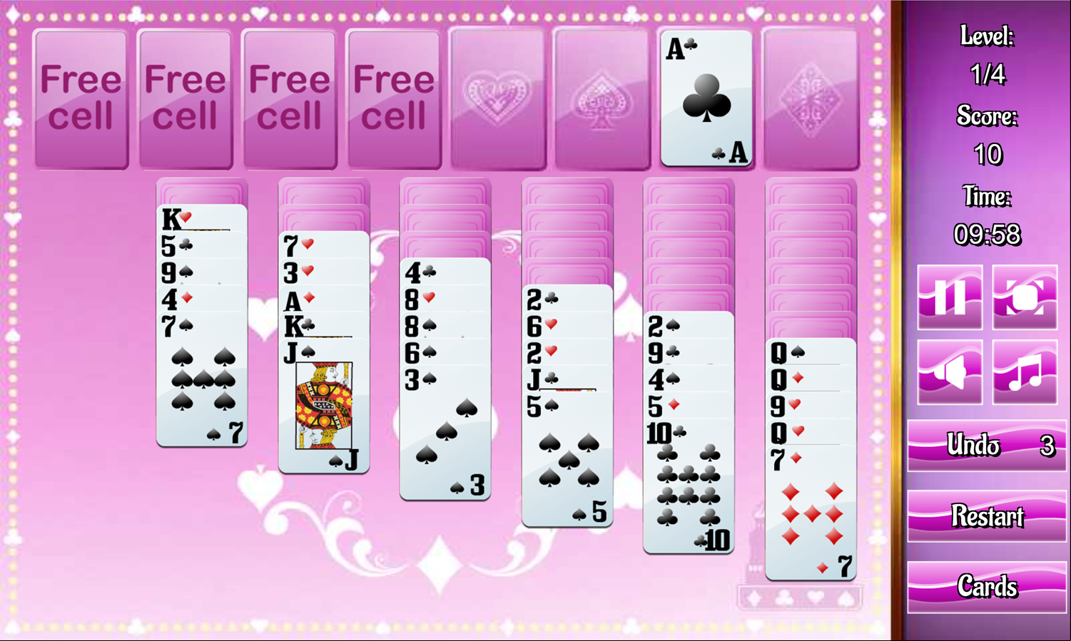 Russian Freecell Game Screenshot.