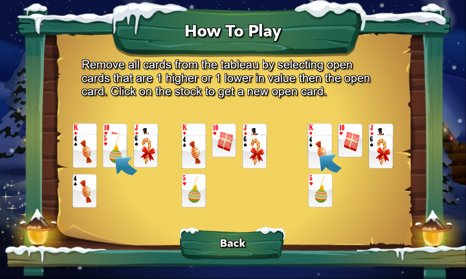 Santa Tripeaks Game How To Play Screenshot.