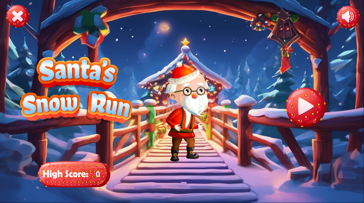 Santa's Snow Run Game Welcome Screen Screenshot.
