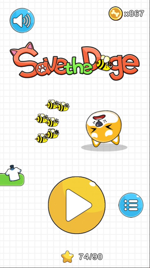 Save The Doge Game Welcome Screen Screenshot.