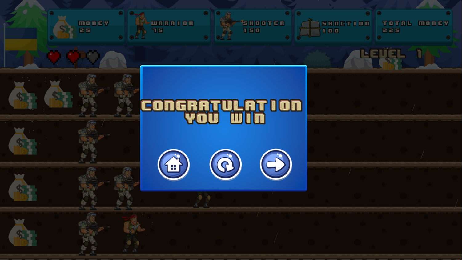 Save Ukraine Game Level Complete Screenshot.