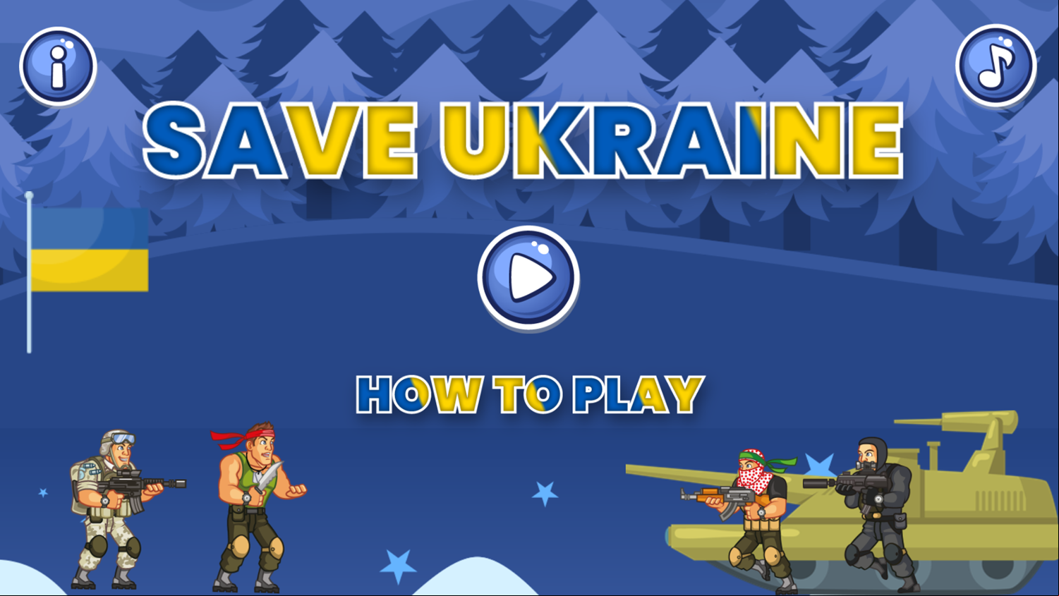 Save Ukraine Game Welcome Screen Screenshot.