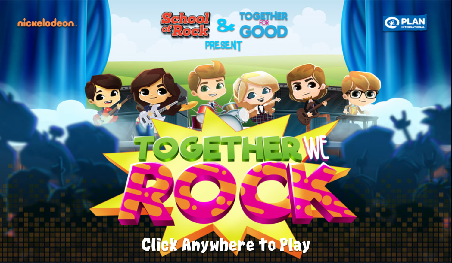 School of Rock Together We Rock Game Welcome Screen Screenshot.