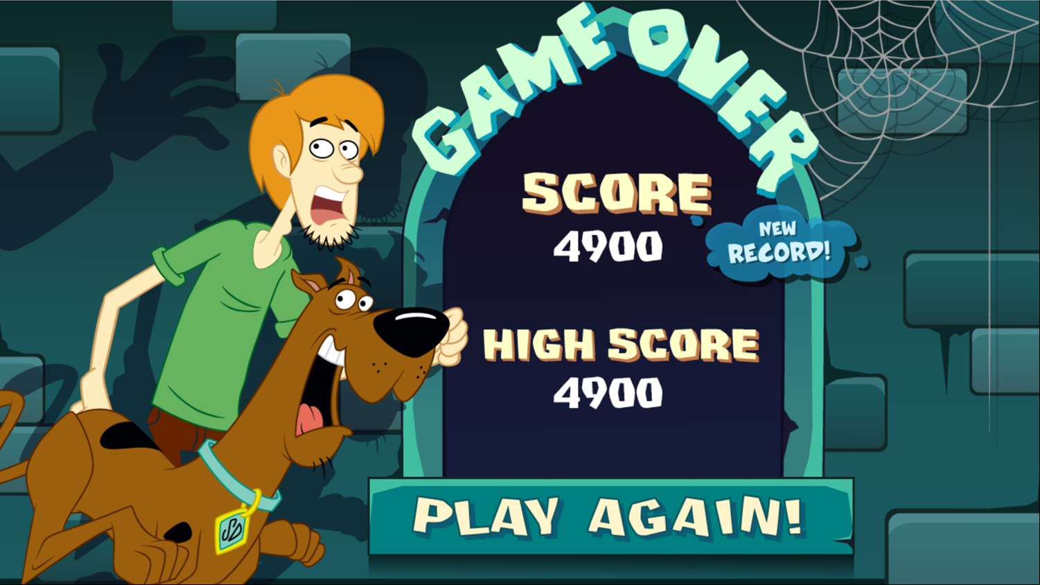 Scooby Doo Castle Hassle Game Over Screenshot.