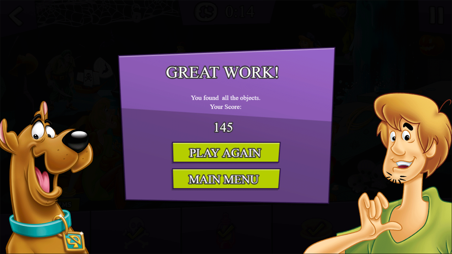 Scooby Doo Search N Scare Result Screenshot.