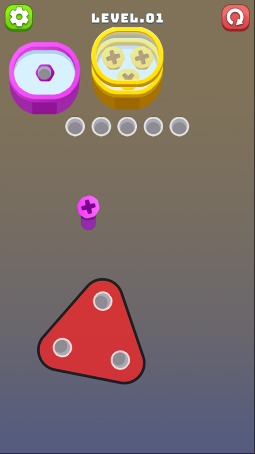 Screw Spin Game Level Play Screenshot.