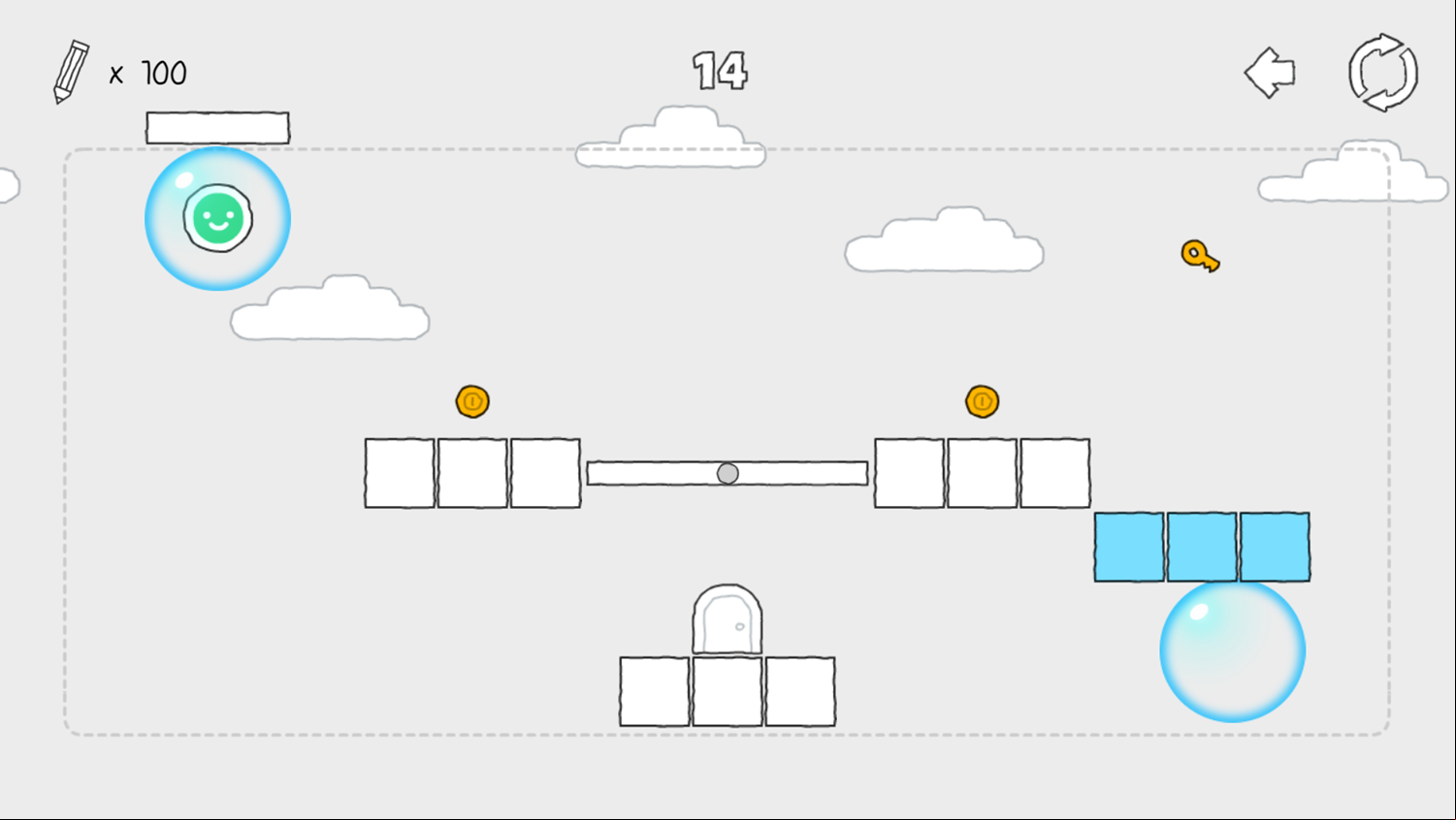 Scribble World Drawing Puzzle Game Level With a Lever Screenshot.
