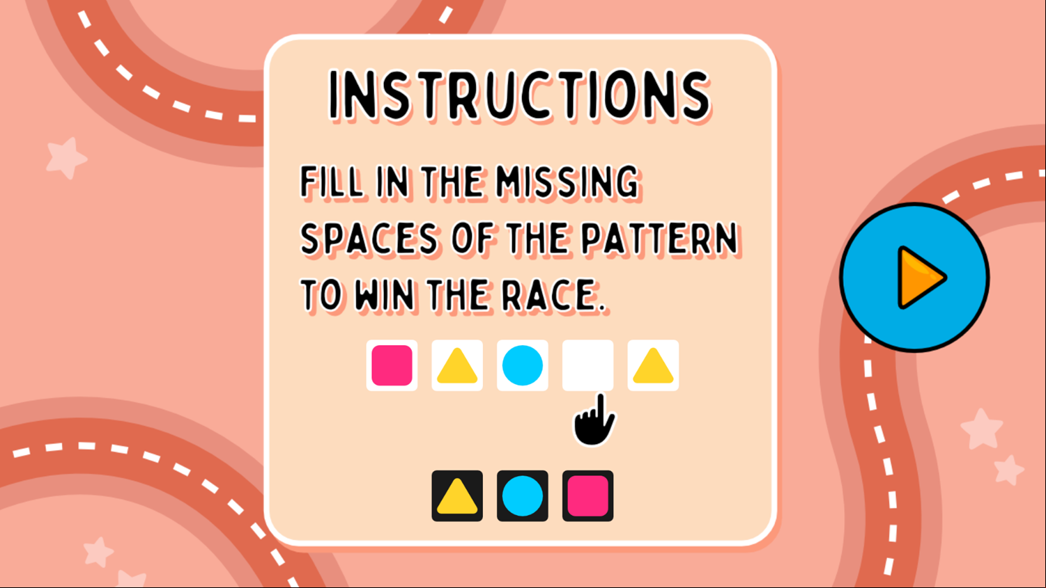 Shape Patterns Game Instructions Screenshot.