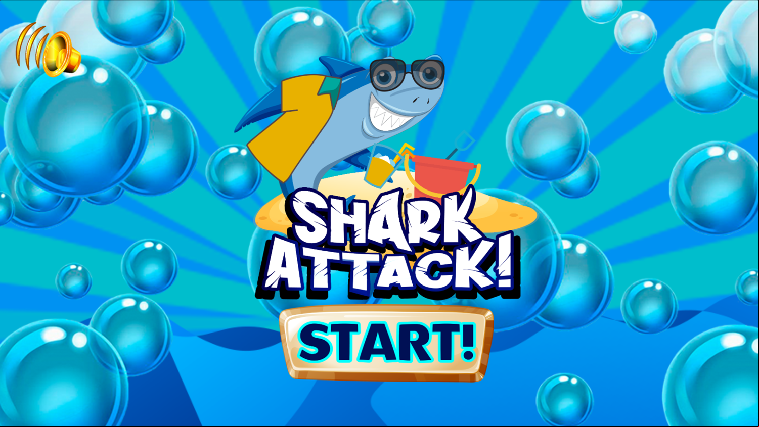 Shark Attack Game Welcome Screen Screenshot.