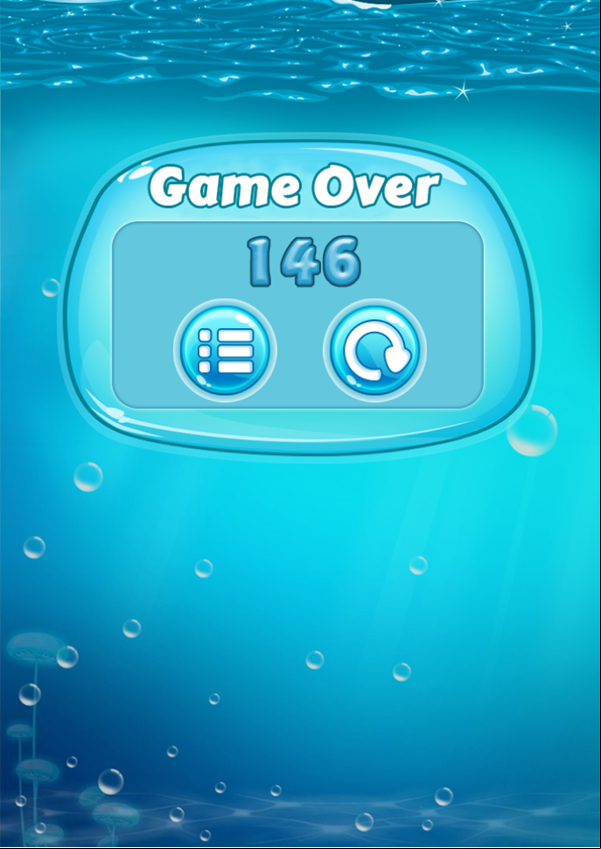 Shark Dash Game Over Screenshot.