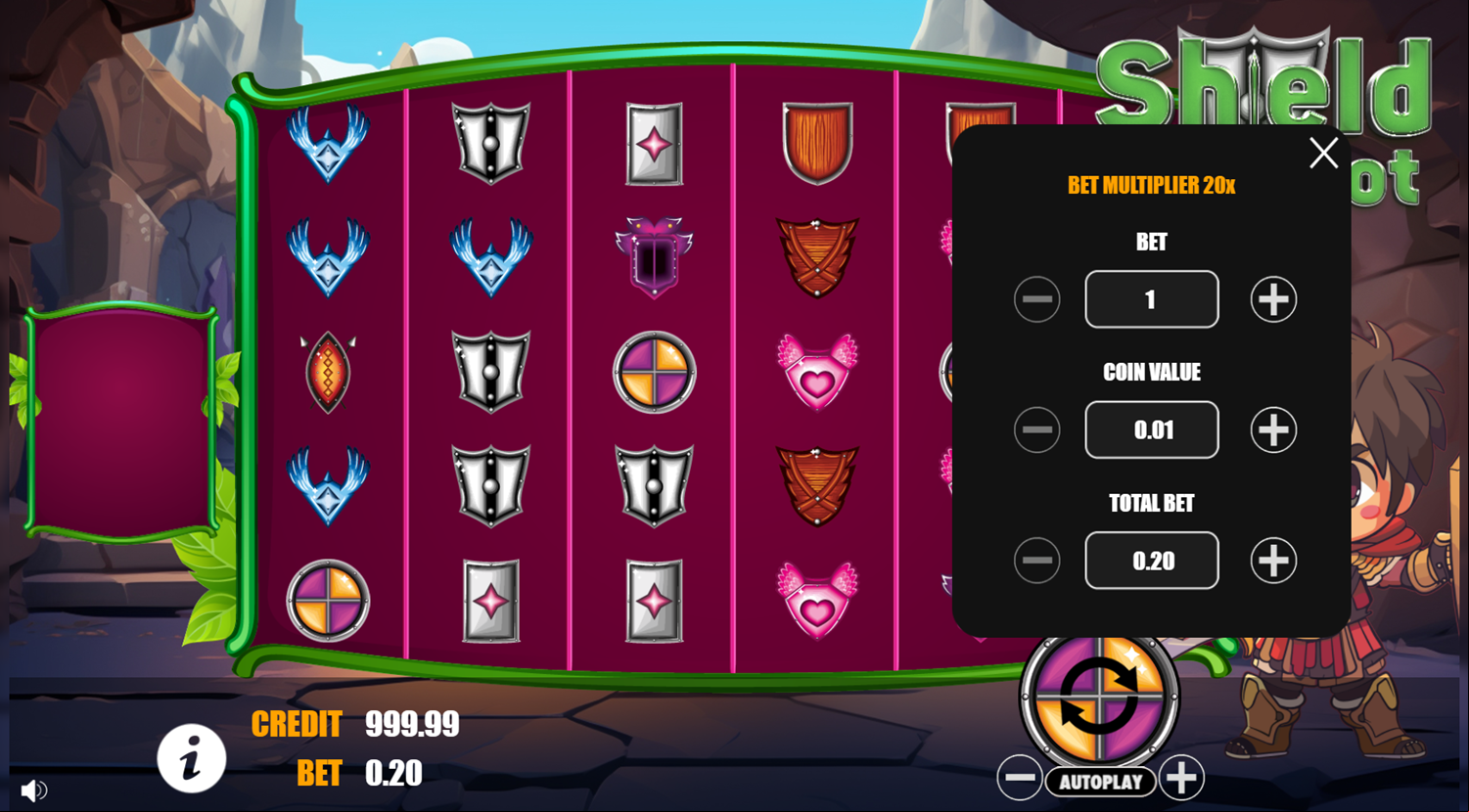 Shield Slot Game Add Bet Screenshot.