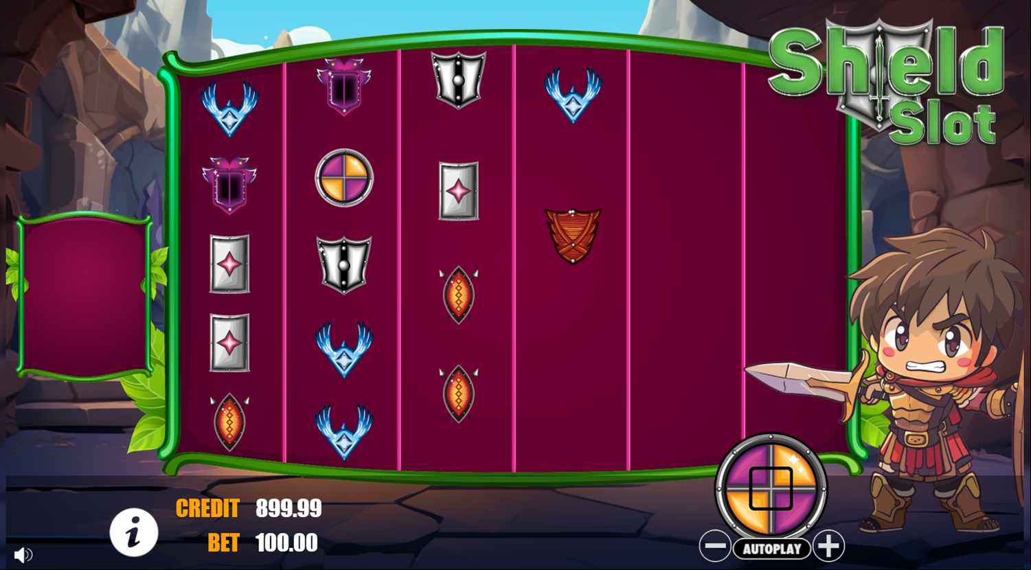 Shield Slot Game Spin Simulation Screenshot.