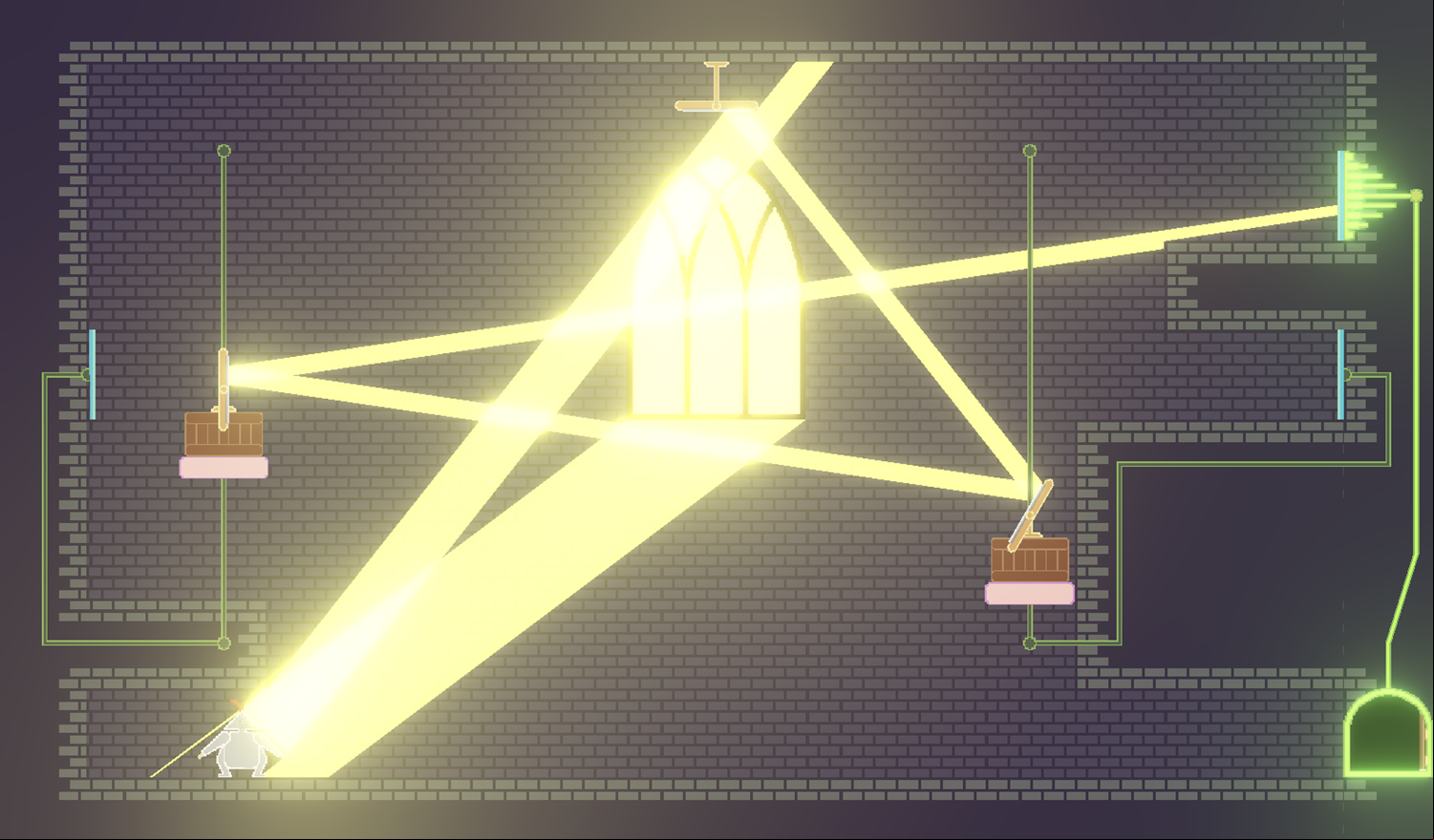 Shining Knight Game Level With Multiple Moving Mirrors Screenshot.