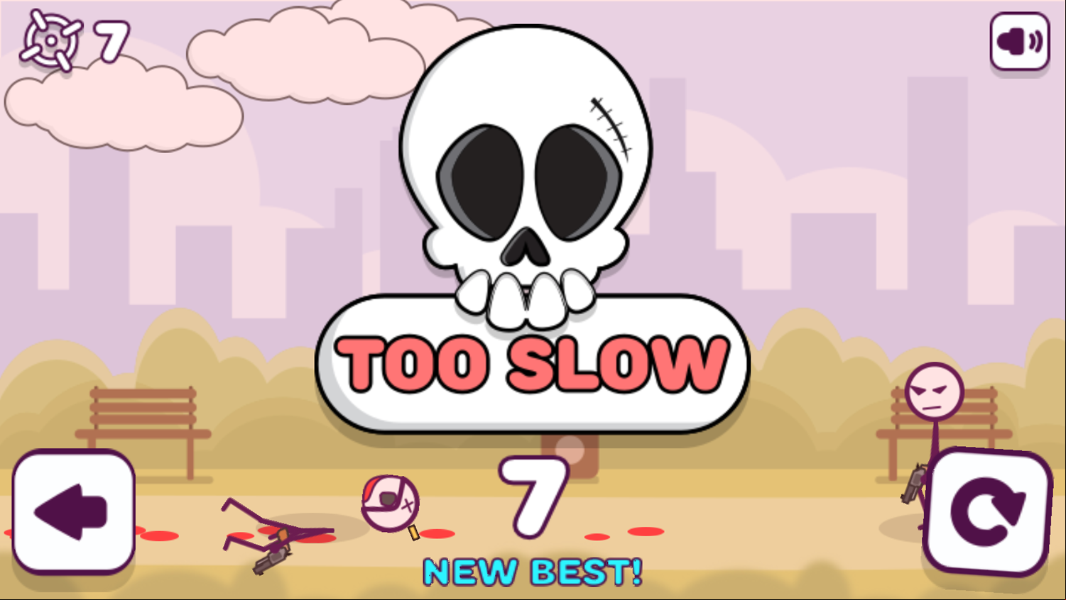 Shoot or Die Game Too Slow Game Over Screen Screenshot.