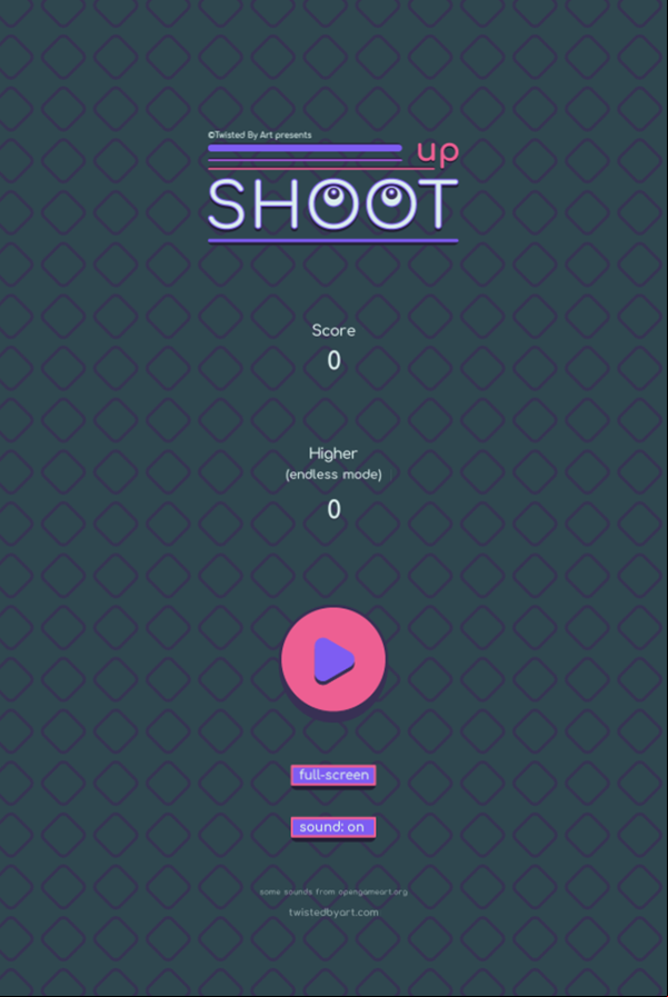 Shoot Up Game Welcome Screen Screenshot.