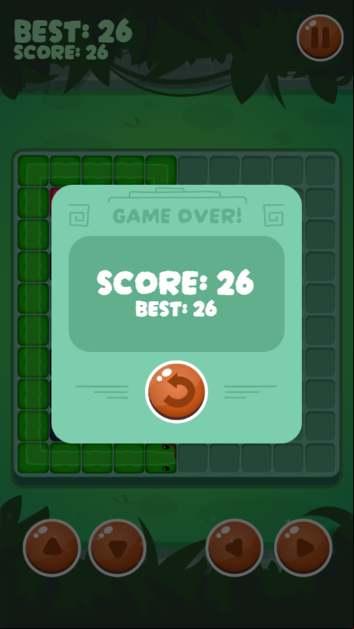 Simple Snake Game Over Screenshot.