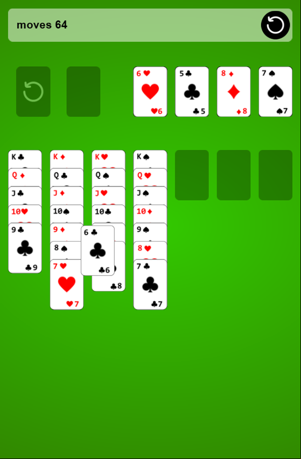 Simple Solitaire Game Progress Screenshot.