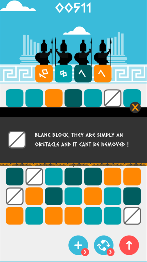 Six Moves Game Blank Block Instructions Screen Screenshot.