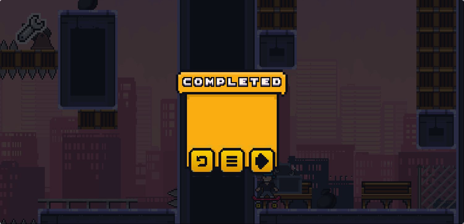 Skater Boy's Journey Game Level Completed Screen Screenshot.