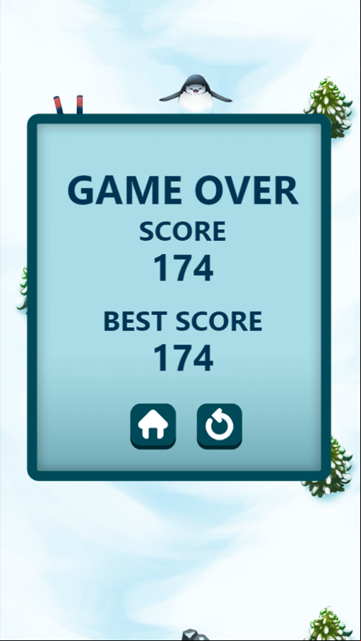 Ski Hero Game Over Screenshot.