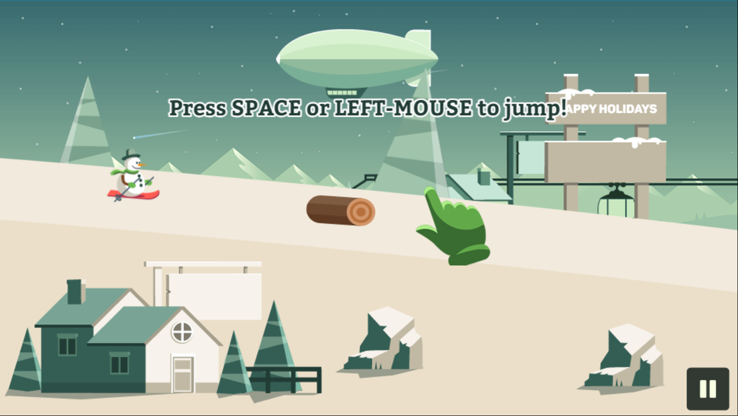 Ski Slopes Game Jumping Tutorial Screen Screenshot.