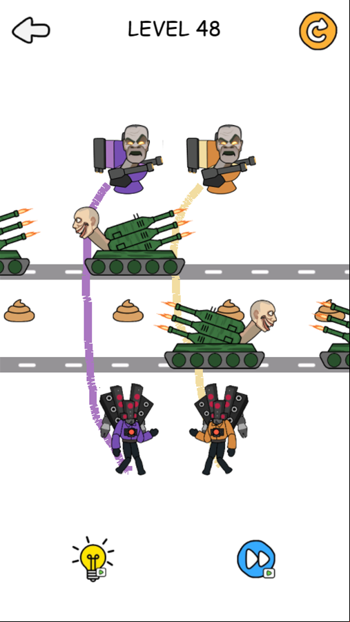 Skibydi Rush Draw to Toilet Gameplay Screenshot.