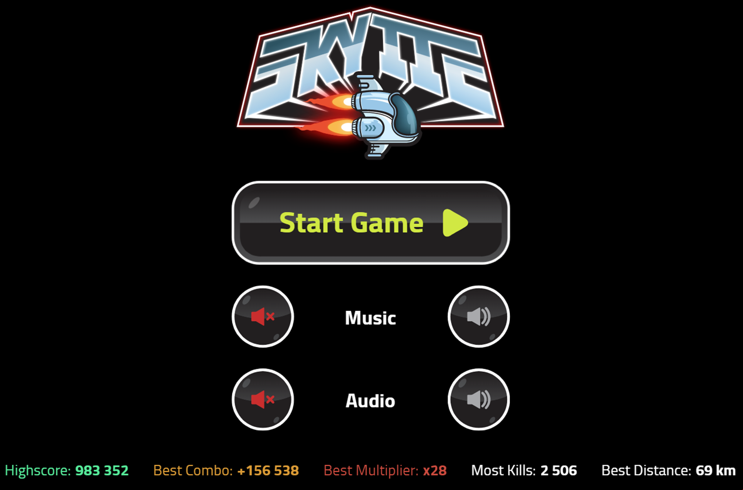 Skytte Game Welcome Screen Screenshot.