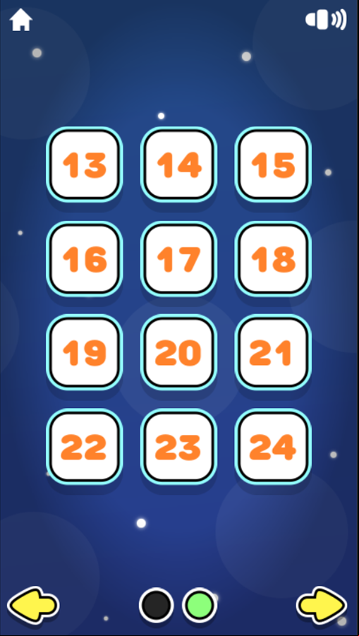 Sliding Blocks Game Level Select Screen Screenshot.