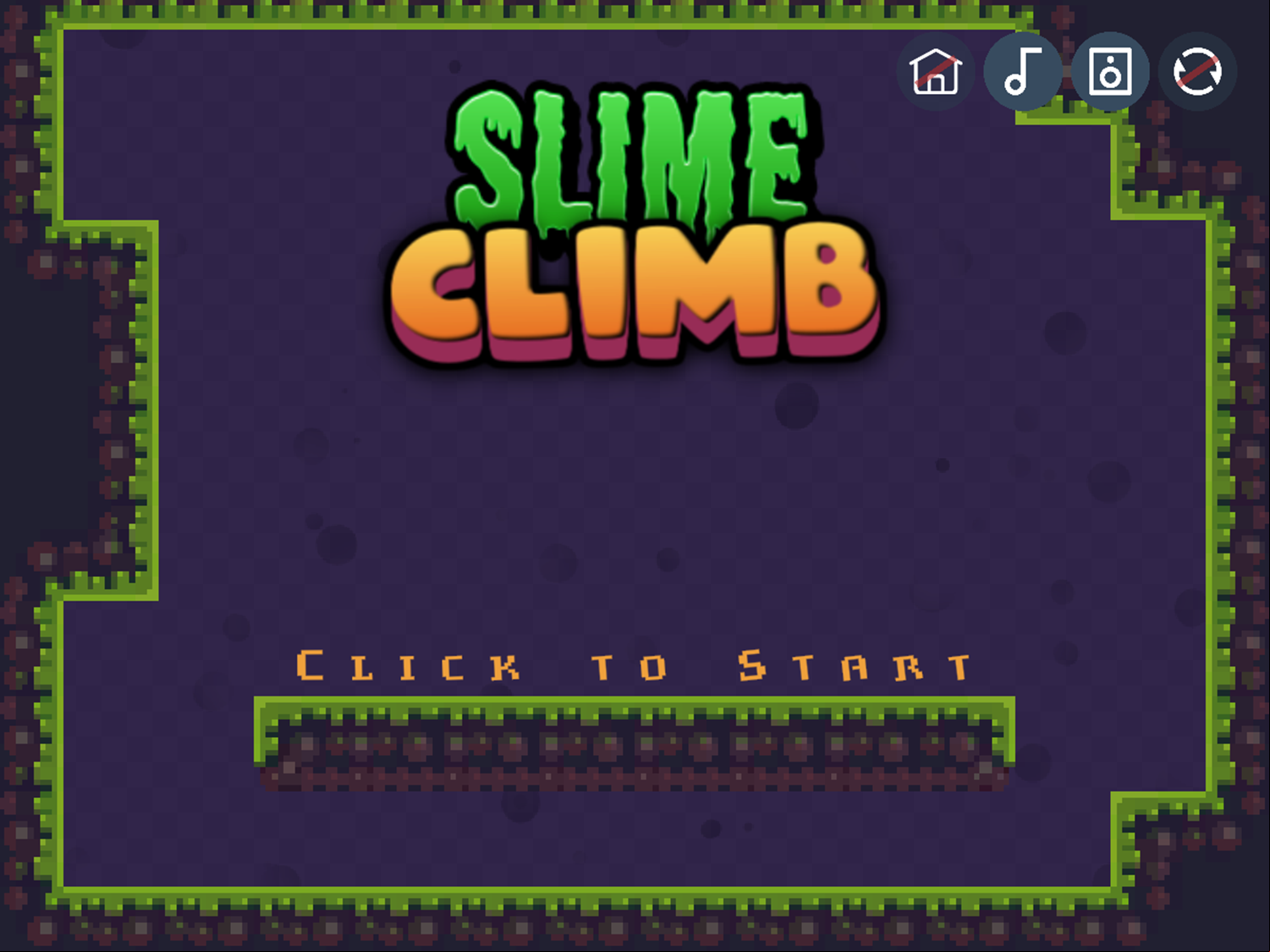 Slime Climb Game Welcome Screen Screenshot.