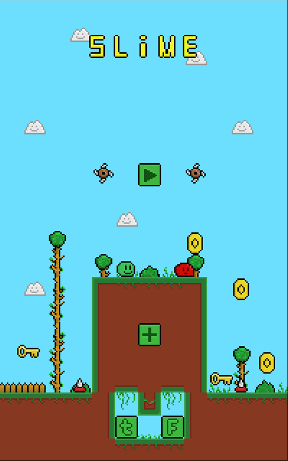 Slime Game Welcome Screen Screenshot.