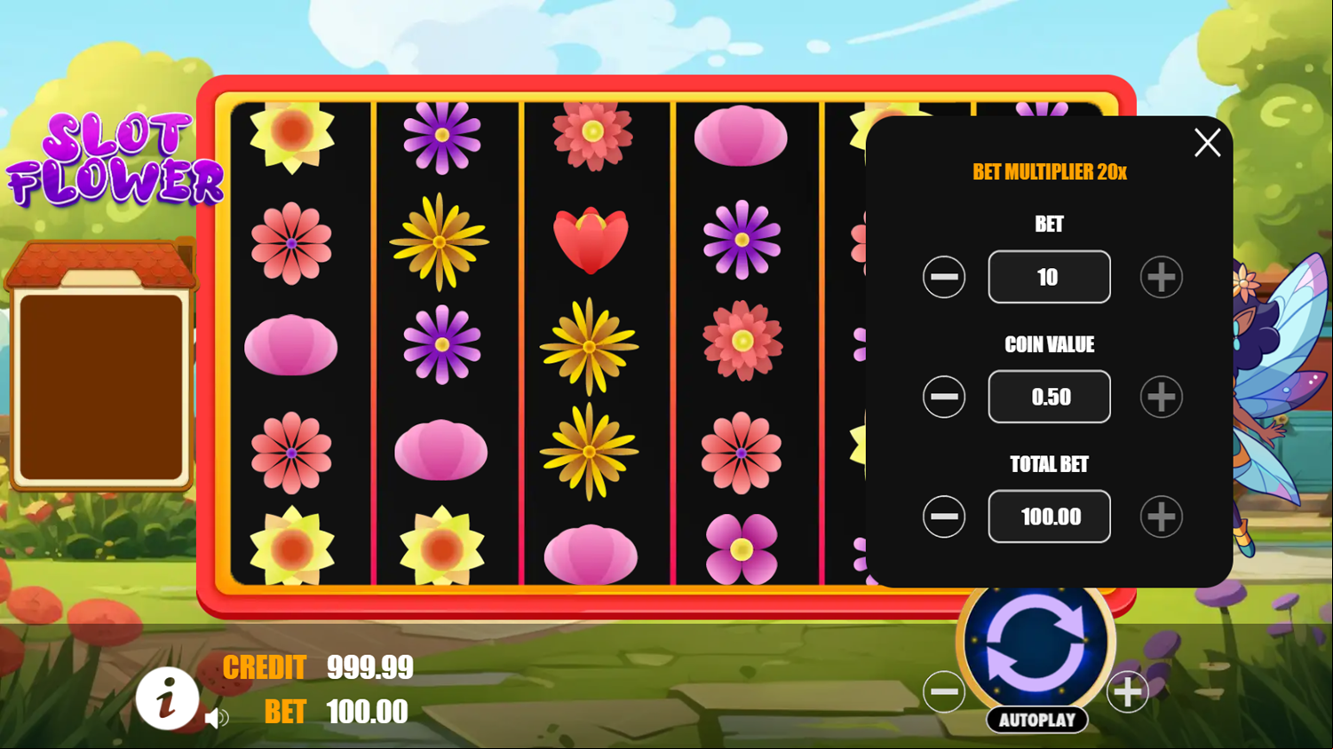 Slot Flower Game Bet Multiplier Screenshot.