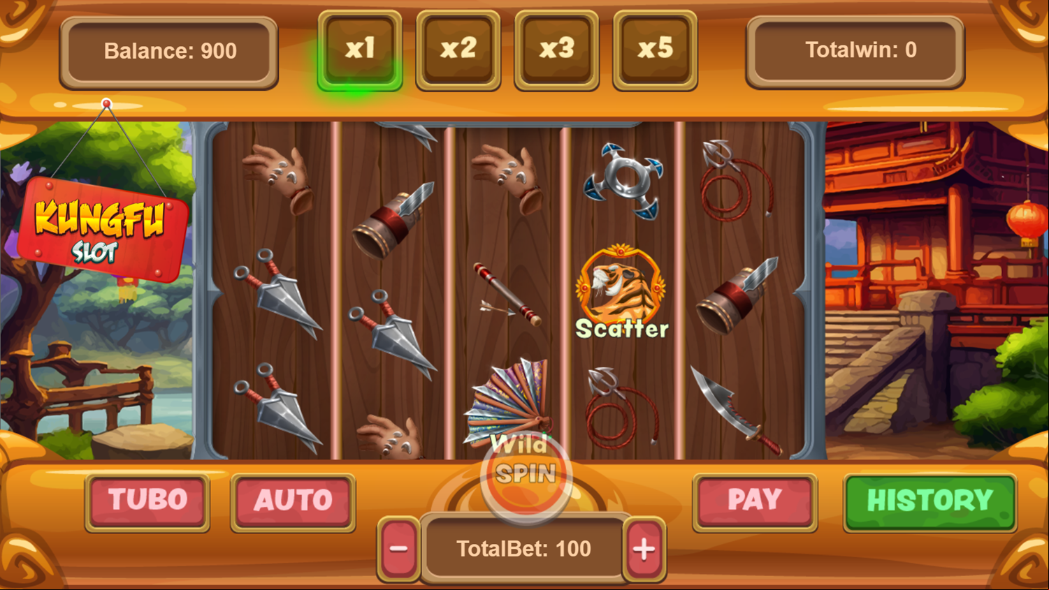 Slot Kungfu Game Spin Simulation Screenshot.