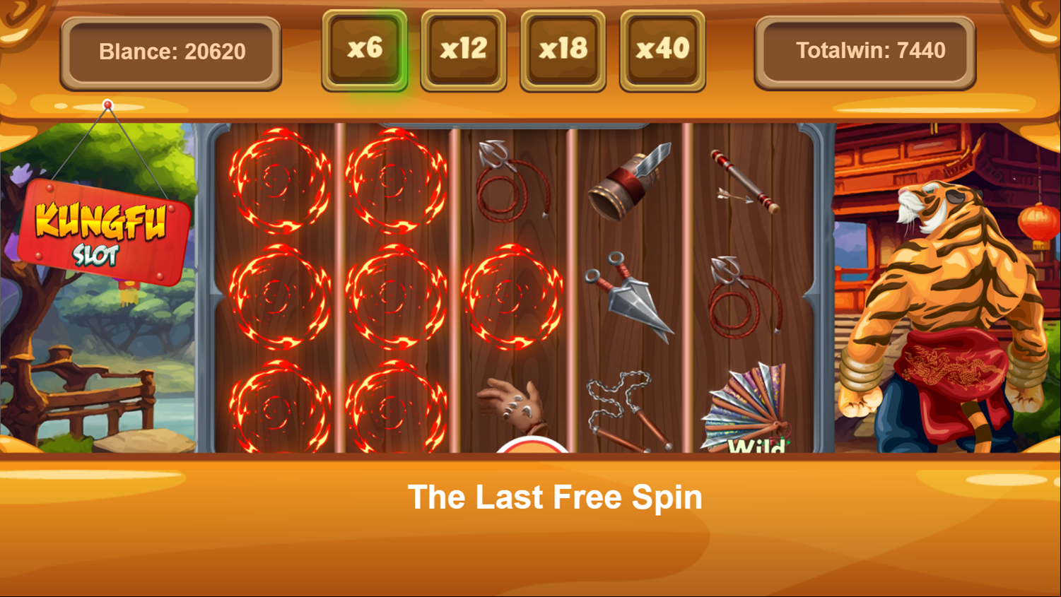 Slot Kungfu Game Total Winnings Screenshot.