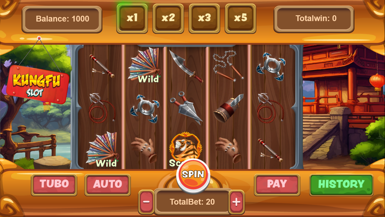Slot Kungfu Game Welcome Screen Screenshot.