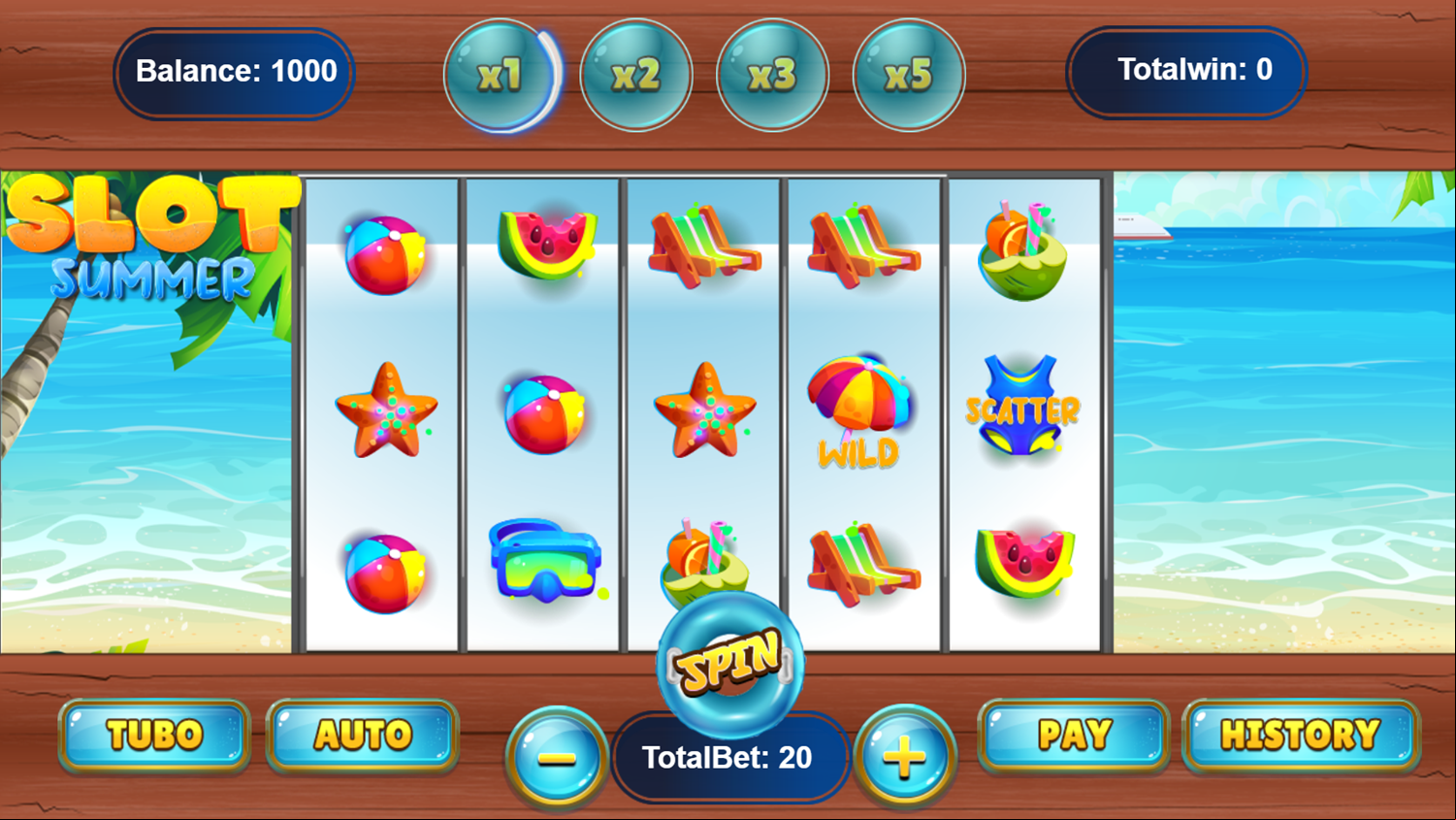 Slot Summer Game Welcome Screen Screenshot.