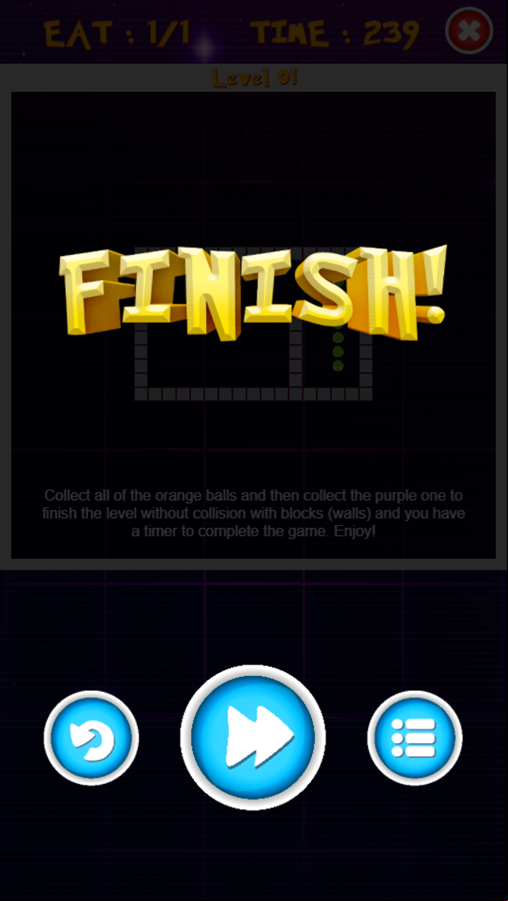 Snake Puzzle Game Level Completed Screenshot.