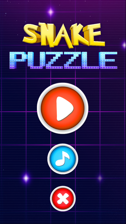 Snake Puzzle Game Welcome Screen Screenshot.