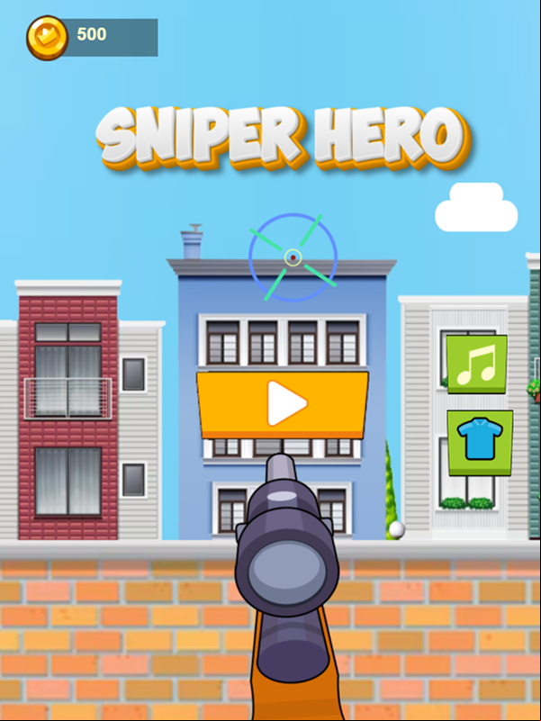 Sniper Hero Game Welcome Screen Screenshot.