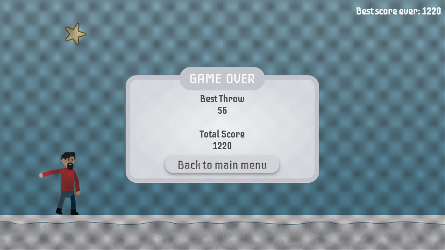 Snowball Throw Game Over Screenshot.