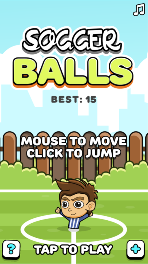 Soccer Balls Game Welcome Screen Screenshot.