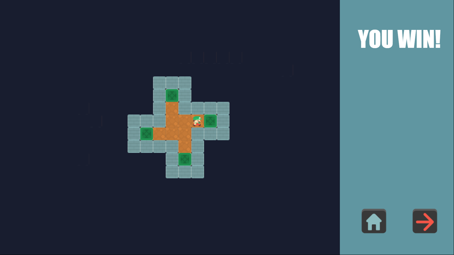 Sokoban Level Complete Screenshot.