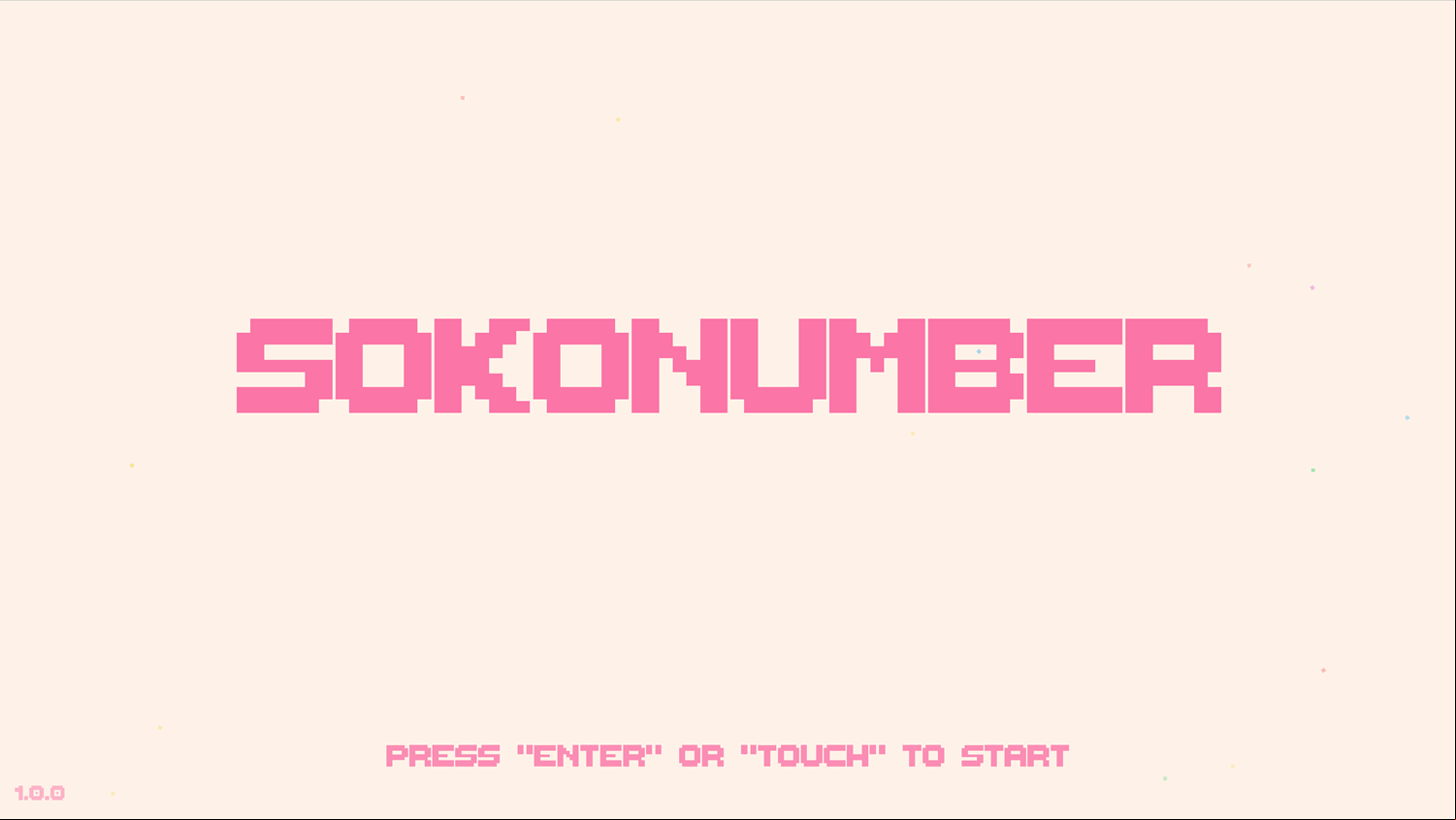 Sokonumber Game Welcome Screen Screenshot.