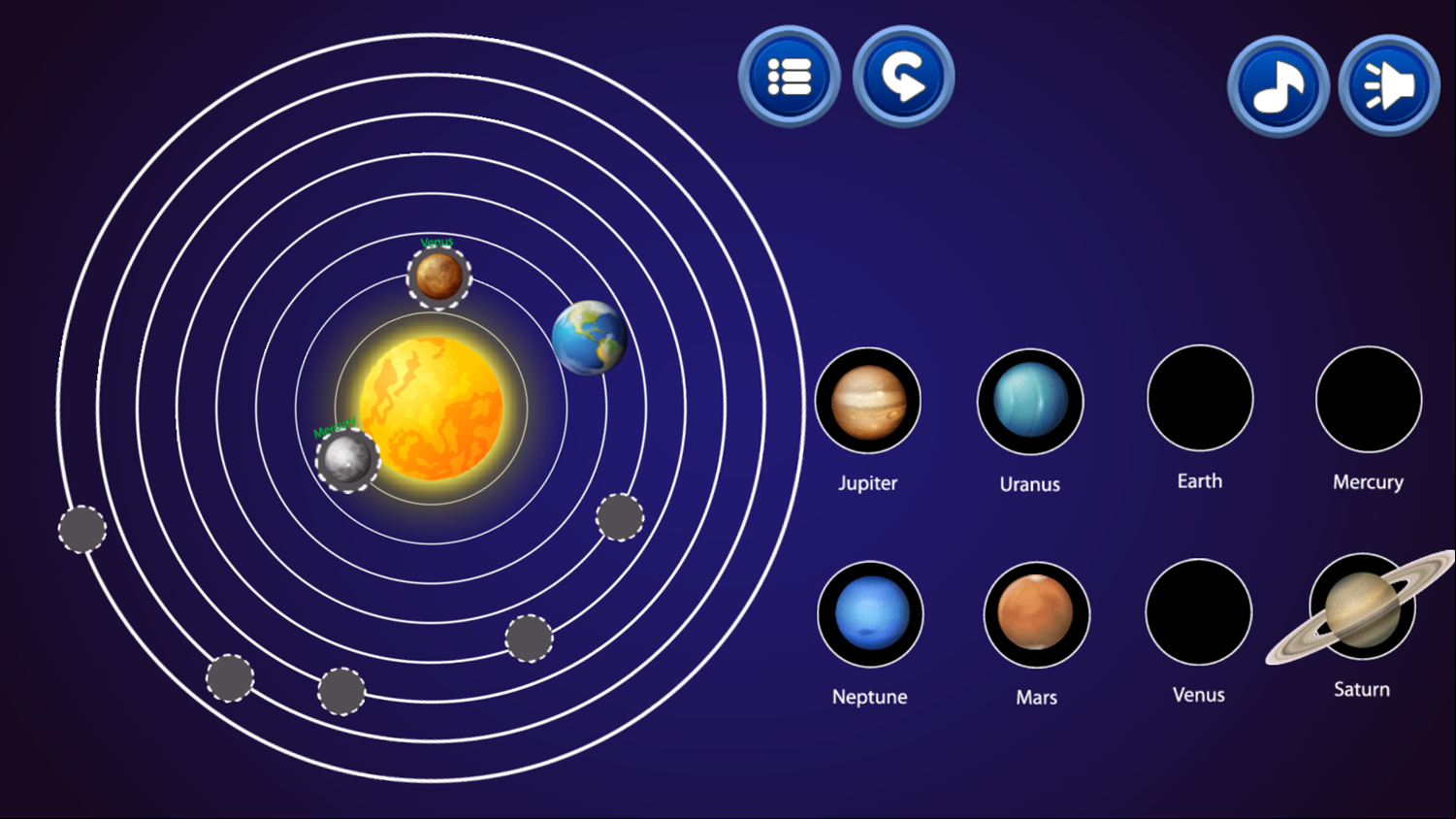 Solar System Game Assign Planets Screenshot.