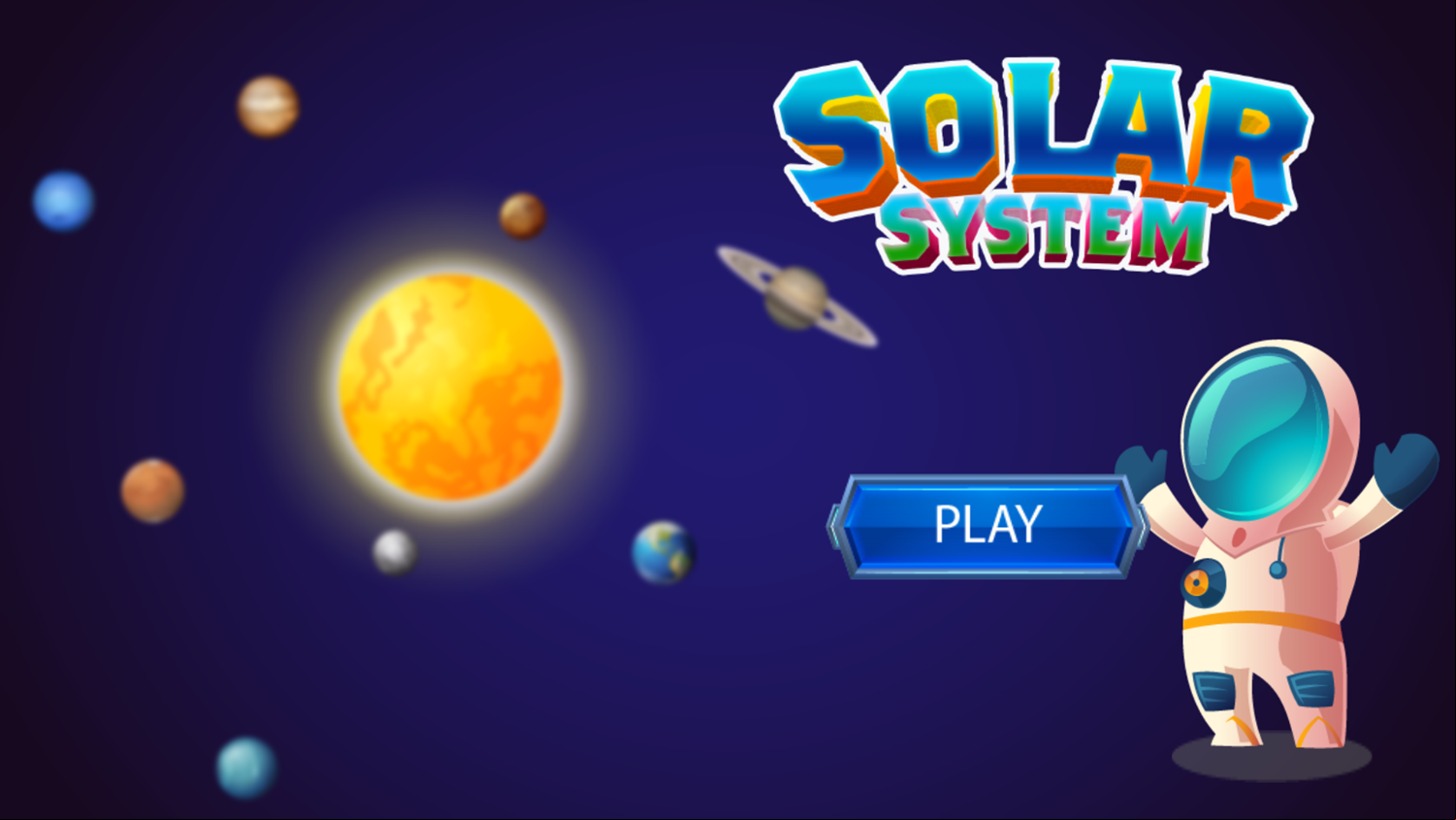 Solar System Game Welcome Screen Screenshot.