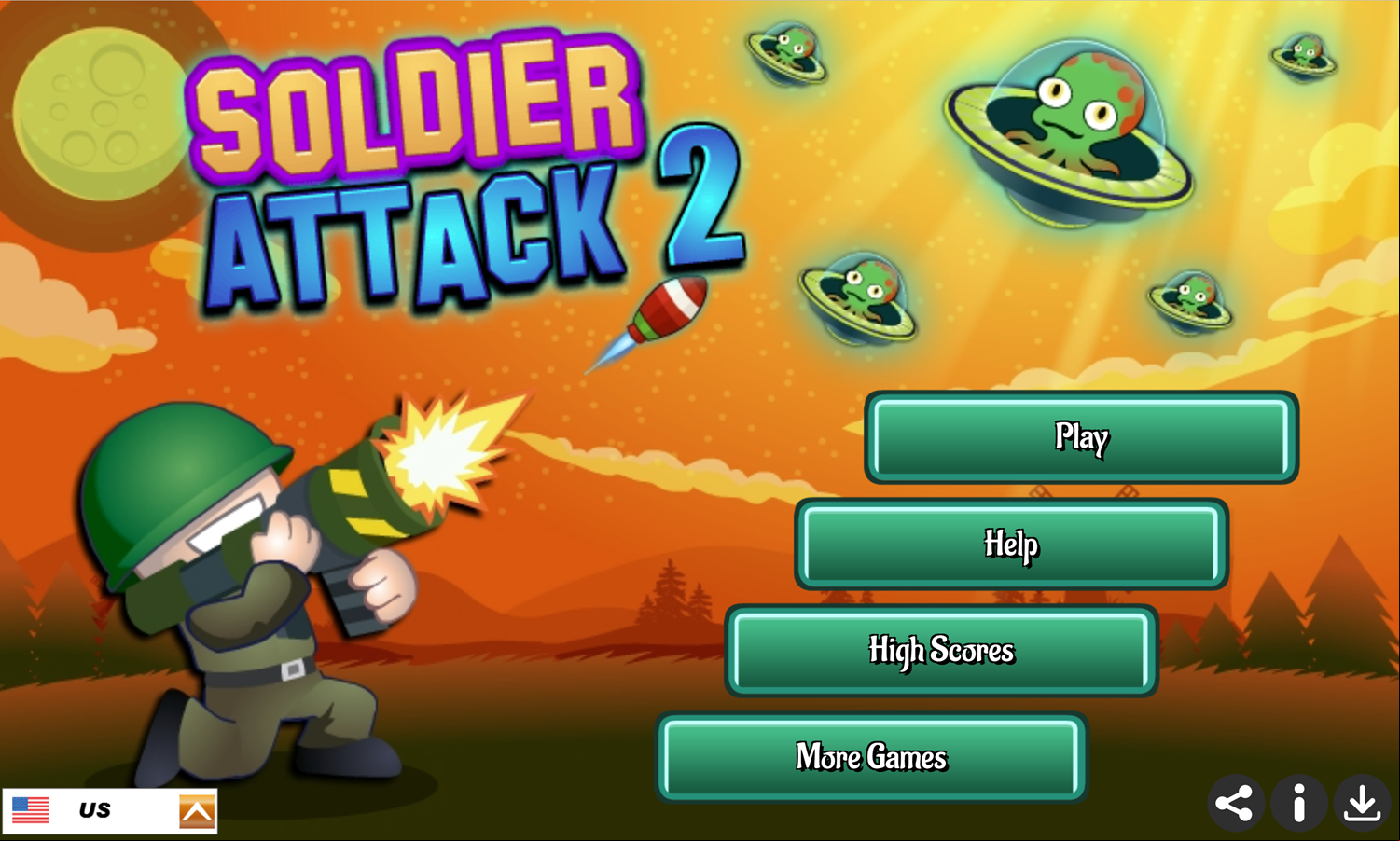 Soldier Attack 2 Game Welcome Screen Screenshot.