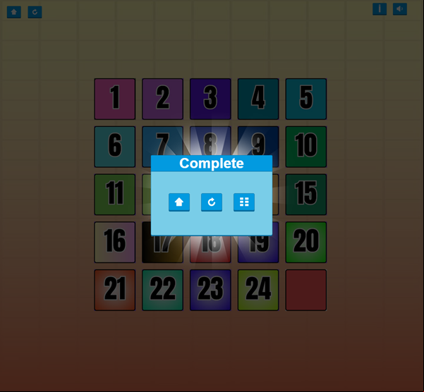 Sort Numbers Puzzle Game Complete Screenshot.