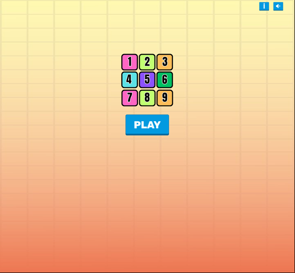 Sort Numbers Puzzle Game Welcome Screen Screenshot.