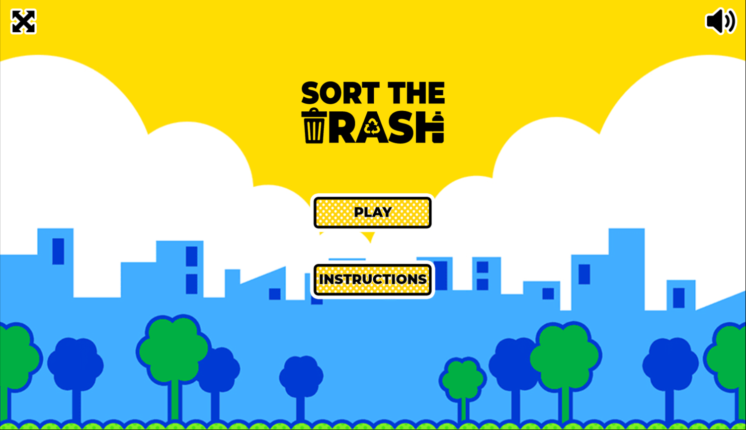 Sort The Trash Game Welcome Screen Screenshot.
