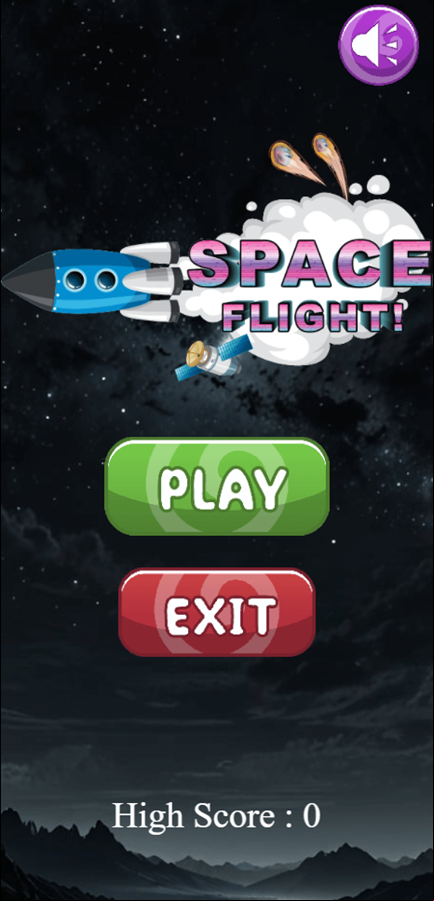 Space Fight Game Welcome Screen Screenshot.